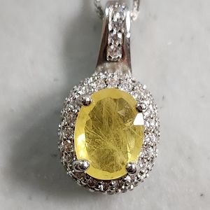 SOLD. Sapphire, Oval, 14k Plated Sterling and Sterling Silky 18" Box Chain.